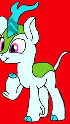 Size: 534x947 | Tagged: safe, artist:autismengineworks, oc, oc only, kirin, autism, cloven hooves, kirin oc, newbie artist training grounds, red background, simple background, solo