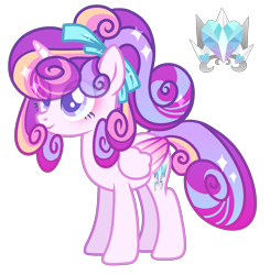 Size: 2205x2247 | Tagged: safe, artist:anno酱w, oc, oc only, alicorn, pony, adoptable, base used, bow, bowtie, cutie mark, horn, incest, magical lesbian spawn, offspring, parent:princess cadance, parent:princess flurry heart, parents:flurrydance, ponytail, reference sheet, simple background, smiling, solo, stars, transparent background, wings