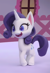 Size: 2356x3424 | Tagged: safe, screencap, rarity, pony, unicorn, g4, g4.5, my little pony: stop motion short, rarity's paintful pony portrait, cropped, cute, horn, indoors, smiling, solo