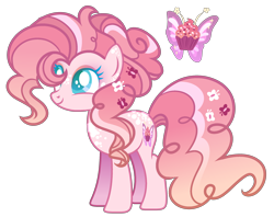 Size: 2460x1948 | Tagged: safe, artist:anno酱w, oc, oc only, earth pony, pony, adoptable, base used, body freckles, cutie mark, eyelashes, eyeshadow, freckles, hair bun, hair over one eye, magical lesbian spawn, makeup, offspring, parent:fluttershy, parent:pinkie pie, parents:flutterpie, reference sheet, simple background, solo, transparent background