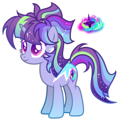 Size: 2379x2421 | Tagged: safe, artist:anno酱w, oc, oc only, pony, unicorn, adoptable, base used, body markings, cutie mark, ethereal mane, facial markings, horn, magical lesbian spawn, offspring, parent:rainbow dash, parent:twilight sparkle, parents:twidash, ponytail, reference sheet, simple background, solo, starry hair, starry mane, transparent background