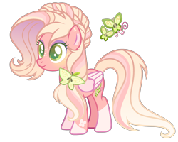 Size: 2912x2332 | Tagged: safe, artist:anno酱w, oc, oc only, butterfly, insect, moth, pegasus, pony, adoptable, base used, body markings, bow, cutie mark, eyelashes, eyeshadow, freckles, hair bow, hair bun, magical lesbian spawn, makeup, offspring, parent:applejack, parent:fluttershy, parents:appleshy, reference sheet, simple background, solo, transparent background