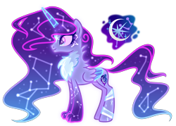 Size: 3177x2271 | Tagged: safe, artist:anno酱w, oc, oc only, alicorn, original species, adoptable, base used, cutie mark, ethereal mane, facial markings, fluffy, magical lesbian spawn, offspring, parent:princess luna, parent:ursa minor, paws, simple background, solo, starry hair, starry mane, starry tail, stars, tail, transparent background