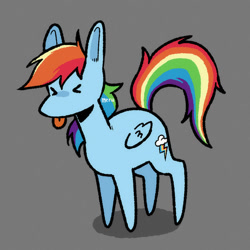 Size: 800x800 | Tagged: safe, artist:pyukumeru, rainbow dash, pegasus, pony, :p, eyes closed, female, gray background, mare, simple background, solo, tongue out