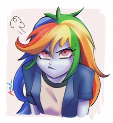 Size: 1795x1947 | Tagged: safe, artist:k_lash147, rainbow dash, human, equestria girls, g4, clothes, framed picture, humanized, long hair, looking at you, multicolored hair, rainbow hair