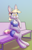 Size: 1459x2280 | Tagged: safe, artist:jitterbugjive, part of a set, oc, oc:dotty, rabbit, animal, bench, character to character, female, furry, furry oc, furry to pony, gradient background, sitting, smiling, solo, tongue out, transformation, transformation sequence