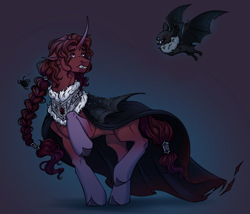 Size: 3500x3000 | Tagged: safe, artist:adaodeus, oc, bat, pony, unicorn, cloak, clothes, horn, male, solo, stallion