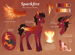 Size: 3948x2896 | Tagged: safe, artist:doekitty, oc, oc:sparkfire, dracony, dragon, hybrid, pony, fire, male, reference sheet, solo, stallion