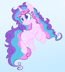 Size: 1700x1900 | Tagged: safe, anonymous artist, star dreams, pony, unicorn, g4, female, gradient background, horn, offspring, parent:princess celestia, solo, three toned mane