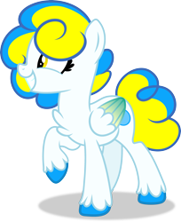 Size: 2899x3548 | Tagged: safe, artist:nearby_gazelle_6570, oc, oc only, oc:bubble pop, pegasus, chest fluff, folded wings, show accurate, simple background, solo, transparent background, two toned hair, unshorn fetlocks, wing gradient, wings