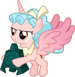 Size: 256x263 | Tagged: safe, edit, edited screencap, editor:pascalmulokozi2, screencap, cozy glow, alicorn, pony, g4, my little pony: friendship is magic, the ending of the end, alicornified, background removed, bell, cozycorn, female, filly, flying, foal, grogar's bell, not a vector, race swap