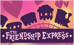 Size: 844x520 | Tagged: safe, friendship express, locomotive, my little pony: celebration, postcard, steam locomotive, text, train