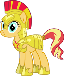 Size: 684x809 | Tagged: safe, artist:thecomputerguy18, sunset shimmer, unicorn, g4, female, guardsmare, horn, mare, missing horn, royal guard, solo, vector