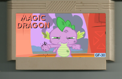 Size: 1448x942 | Tagged: safe, artist:gradiusfanatic, edit, edited screencap, screencap, spike, dragon, g4, cartridge, magic dragon, male, nintendo entertainment system