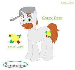 Size: 925x864 | Tagged: safe, artist:crazyplantmae, pony, unicorn, 2015, beard, crazy dave, facial hair, horn, male, plants vs zombies, ponified, stallion, traditional art