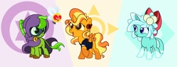 Size: 2048x772 | Tagged: safe, artist:sfamypony, original species, plant pony, pony, unicorn, female, filly, foal, green shadow, green shadow (plants vs zombies), horn, mistletoe (pvz), plant, plants vs zombies, ponified, solar flare (pvz), younger