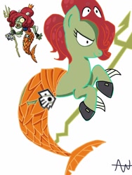 Size: 768x1024 | Tagged: safe, artist:thincunt, merpony, octopus, pony, undead, zombie, zombie pony, female, mare, neptuna, plants vs zombies, plants vs zombies heroes, ponified, trident