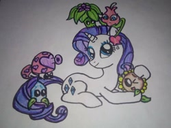 Size: 1024x768 | Tagged: safe, artist:towny-san, rarity, unicorn, g4, crossover, female, flower, horn, mare, mushroom, perfume shroom, plant, plants vs zombies, sunflower, traditional art