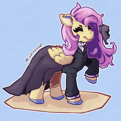 Size: 900x900 | Tagged: safe, artist:cookiedough, fluttershy, pegasus, pony, g4, clothes, dress, fluttergoth, goth, jewelry, simple background, solo