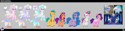 Size: 6950x1746 | Tagged: safe, lil critter workshop, destiny (g5), hitch trailblazer, izzy moonbow, pipp petals, princess skystar, queen novo, sunny starscout, zipp storm, earth pony, pegasus, pony, seapony (g4), unicorn, g4, g5, my little pony: tell your tale, my little pony: the movie, official, the blockywockys, spoiler:g5, spoiler:my little pony: tell your tale, .psd available, alternate design, bag, behind the scenes, bioluminescent, bracelet, bubble, coat markings, colored wings, concept art, coral, diadem, female, fin wings, fins, fish tail, folded wings, horn, jewelry, male, mane five, mane stripe sunny, mare, multicolored wings, my little pony logo, ocean, regalia, royal sisters (g5), royalty, saddle bag, sea pony (g5), seaquestria, seaweed, siblings, sisters, smiling, stallion, sunny's bag, tail, underwater, unshorn fetlocks, water, wings