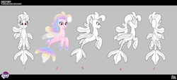 Size: 4272x1928 | Tagged: safe, destiny (g5), seapony (g4), g5, my little pony: tell your tale, official, .psd available, behind the scenes, bioluminescent, clothes, concave belly, concept art, cute, des-dorable, dorsal fin, female, fin, fin ears, fin wings, fins, fish tail, flowing mane, flowing tail, looking at you, mare, scales, sea pony (g5), see-through, slender, smiling, smiling at you, solo, swimming, tail, thin, turnaround, vector, wings