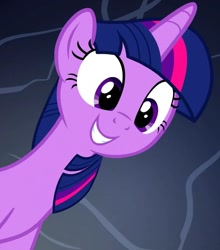 Size: 943x1070 | Tagged: safe, screencap, twilight sparkle, alicorn, pony, a health of information, g4, my little pony: friendship is magic, season 7, cropped, cute, female, grin, long neck, looking down, low angle, mare, necc, smiling, solo, twiabetes, twilight sparkle (alicorn)