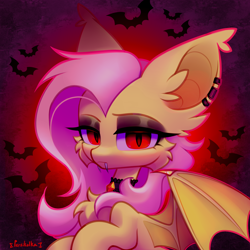 Size: 3000x3000 | Tagged: safe, artist:persikulka, fluttershy, bat pony, pony, bat ponified, flutterbat, race swap, solo