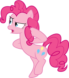 Size: 1024x1165 | Tagged: safe, artist:omniferious, pinkie pie, earth pony, pony, g4, my little pony: friendship is magic, putting your hoof down, bipedal, open mouth, simple background, solo, transparent background, vector