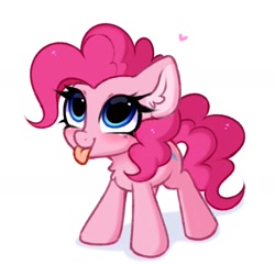 Size: 1695x1635 | Tagged: safe, alternate version, artist:pesty_skillengton, pinkie pie, earth pony, pony, g4, :p, ear fluff, female, heart, mare, simple background, solo, tongue out, white background