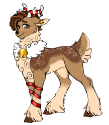 Size: 1280x1472 | Tagged: safe, artist:malinraf1615, oc, oc:jingle, deer, reindeer, bell, bell collar, cloven hooves, collar, concave belly, male, simple background, solo, transparent background