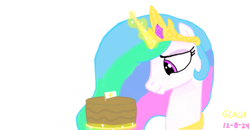 Size: 859x445 | Tagged: safe, artist:glacialfeather, princess celestia, pony, g4, cake, cakelestia, food