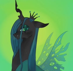 Size: 1280x1246 | Tagged: safe, artist:sleepybooocharlie, queen chrysalis, changeling, changeling queen, g4, female, gradient background, solo, spread wings, wings