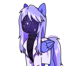 Size: 3118x2887 | Tagged: safe, artist:lamaka, oc, oc only, oc:critic, pegasus, pony, clothes, female, lab coat, mare, no face, simple background, solo, село