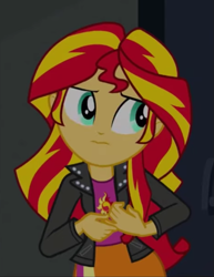 Size: 487x632 | Tagged: safe, screencap, sunset shimmer, human, equestria girls, g4, my little pony equestria girls: rainbow rocks, cropped, solo