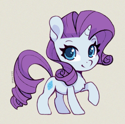 Size: 807x800 | Tagged: safe, artist:maytee, part of a set, rarity, pony, unicorn, g4, chibi, colored pupils, digital art, horn, simple background, solo