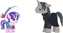 Size: 5656x3000 | Tagged: safe, artist:cloudy glow, professor flintheart, snowfall frost, starlight glimmer, pony, unicorn, a hearth's warming tail, g4, my little pony: friendship is magic, duo, duo male and female, female, filly, foal, horn, male, simple background, stallion, transparent background, vector