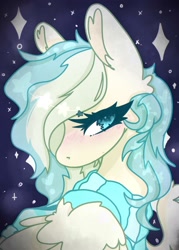 Size: 2500x3500 | Tagged: safe, artist:namiiimaa, oc, oc only, pegasus, pony, blush lines, blushing, clothes, female, looking at you, mare, pegasus oc, scarf, shy, starry night