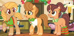 Size: 1280x626 | Tagged: safe, artist:vi45, oc, oc only, earth pony, pony, bowtie, clothes, female, mare, shirt, socks, striped socks