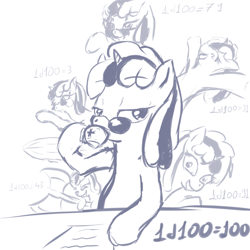 Size: 1024x1024 | Tagged: artist needed, source needed, safe, oc, oc only, oc:badluck dice, pony, unicorn, axe, cup, d100, female, glasses, horn, knights templar, lineart, mare, prpg, self paradox, self ponidox, simple background, solo, unicorn oc, weapon, white background