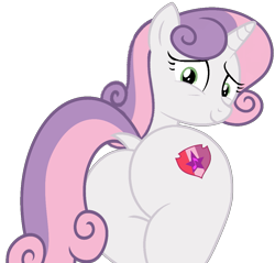 Size: 1057x1011 | Tagged: safe, artist:shieldwingarmorofgod, sweetie belle, pony, unicorn, g4, butt, cutie mark, dock, female, flank, horn, looking at you, looking back, looking back at you, older, older sweetie belle, simple background, solo, sweetie butt, tail, transparent background, vector