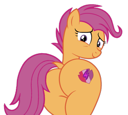 Size: 1203x1081 | Tagged: safe, artist:shieldwingarmorofgod, scootaloo, pegasus, g4, butt, cutie mark, flank, looking at you, older, older scootaloo, simple background, smiling, transparent background, vector