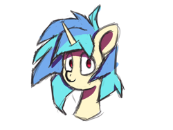 Size: 3200x2400 | Tagged: safe, artist:sodablitzed, dj pon-3, vinyl scratch, unicorn, g4, bust, horn, looking at you, missing accessory, portrait, red eyes