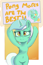 Size: 3334x5000 | Tagged: safe, artist:sigilponies, lyra heartstrings, pony, unicorn, g4, bipedal, female, glowing, glowing horn, horn, magic, mare, passepartout, sign, signature, smiling, solo, telekinesis