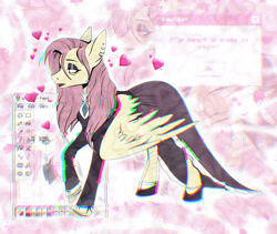 Size: 2088x1764 | Tagged: safe, artist:soybatya, fluttershy, pegasus, pony, g4, chromatic aberration, female, fluttergoth, heart, mare, ms paint, raised hoof, solo, webcore, zoom layer