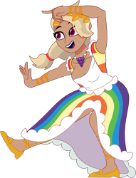 Size: 1201x1575 | Tagged: safe, artist:prixy05, rainbow dash, human, g4, clothes, dress, female, gala dress, humanized, laurel wreath, moderate dark skin, natural hair color, simple background, solo, transparent background