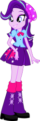 Size: 839x2527 | Tagged: safe, artist:dustinwatsongkx, starlight glimmer, human, equestria girls, g4, beanie, boots, clothes, clothes swap, cutie mark on clothes, eyeshadow, female, hat, makeup, shoes, skirt, smiling, solo, transformation