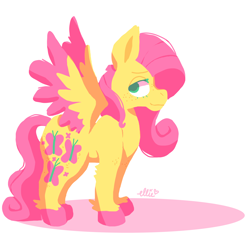 Size: 2000x2000 | Tagged: safe, artist:smile-files, fluttershy, pegasus, pony, g4, female, mare, solo, spread wings, wings