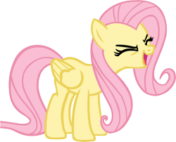 Size: 12708x10253 | Tagged: safe, artist:icammo, fluttershy, pegasus, pony, g4, my little pony: friendship is magic, sonic rainboom (episode), 2011, absurd resolution, eyes closed, female, flutteryay, folded wings, mare, open mouth, open smile, simple background, smiling, solo, tail, transparent background, vector, wings, yay