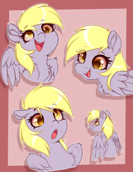 Size: 2736x3528 | Tagged: safe, artist:witchtaunter, derpy hooves, pegasus, pony, g4, bust, cute, derp, female, happy, mare, portrait, simple background, surprised