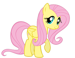 Size: 4000x3076 | Tagged: safe, artist:takua770, fluttershy, pegasus, pony, g4, .psd available, .svg available, female, folded wings, mare, raised hoof, simple background, smiling, solo, tail, transparent background, vector, wings